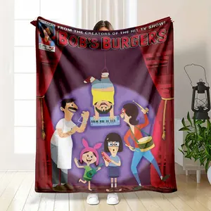 Bob's Burgers Flannel Blanket Bob's Burgers Characters Print Soft Cozy Lightweight Perfect for Home Decor Couch Travel Holiday Gift Office Blanket summerwins