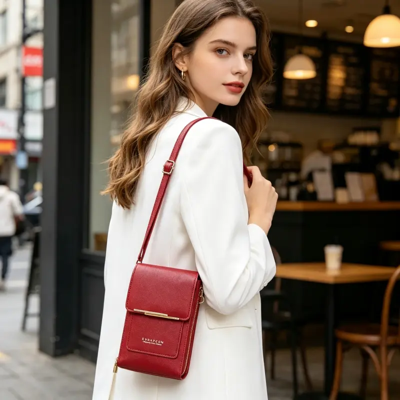 Compact Crossbody Phone Purse - Multi-Pocket Shoulder Bag for Daily & Travel Use ﻿