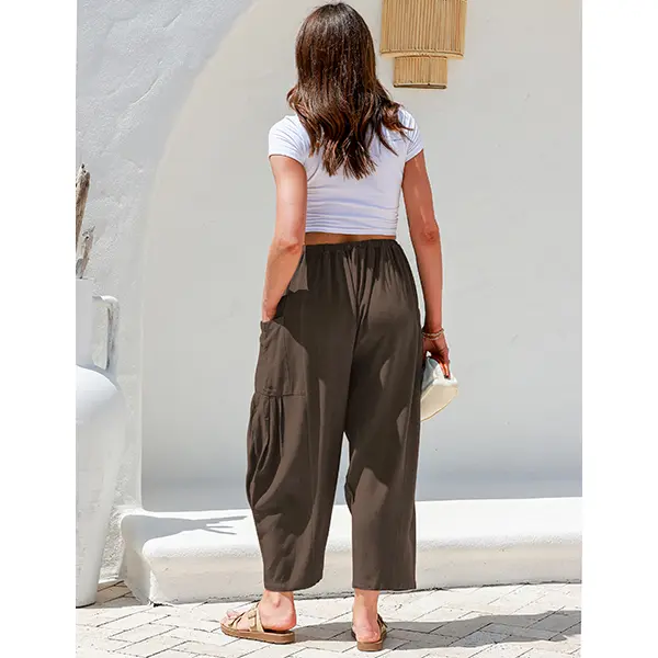 TARSE Womens Linen Blend Wide Leg Pants Oversize Casual Loose Fit Beach Palazzo Harem Pants with Pockets Vacation summer outfits Womenswear