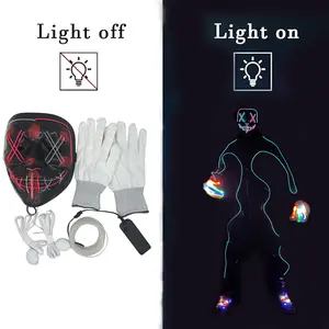 Suntomo Halloween Light Up Mask and LED Gloves Glow Shoelaces,Halloween Costume, Fluorescent Dance Performance Clothing Fluorescent Dance Matchstick for Festival Cosplay Halloween Costume Masquerade Parties Mask
