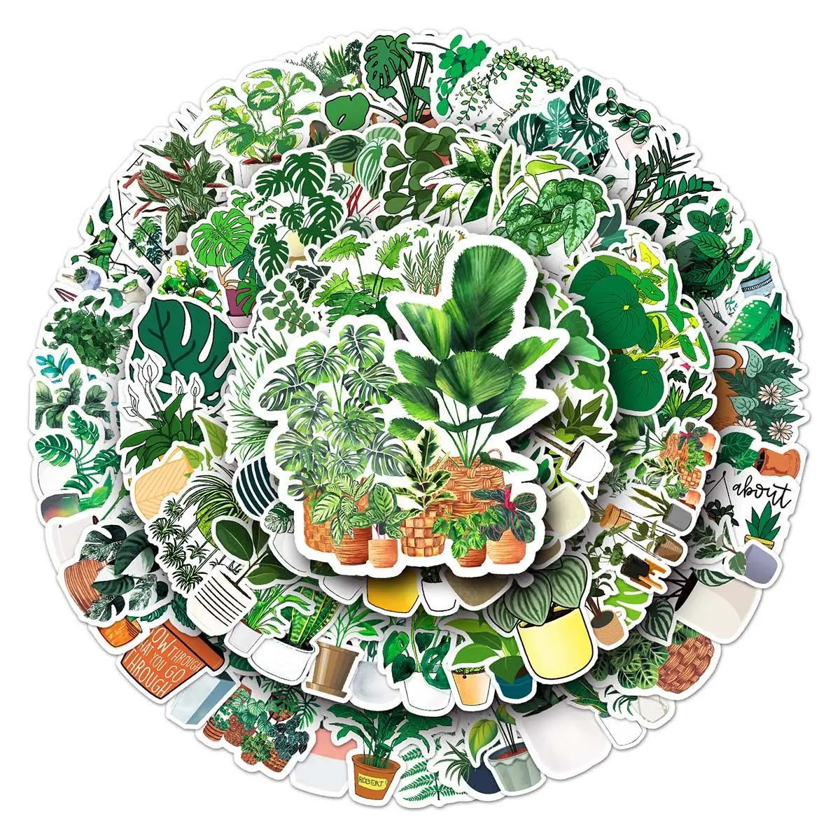 100sheets/set Cartoon Plant Pattern Stickers, Waterproof Self-adhesive Diy Decorative Stickers, Sticker Collage Pack, Scrapbook Decoration Scrapbooking For Stationery & Computers & Water Bottles