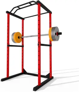 Power Cage Squat Rack, 1200 Lbs Capacity, Squat Machine with Dip Bars, 45" X 46 DEFNES