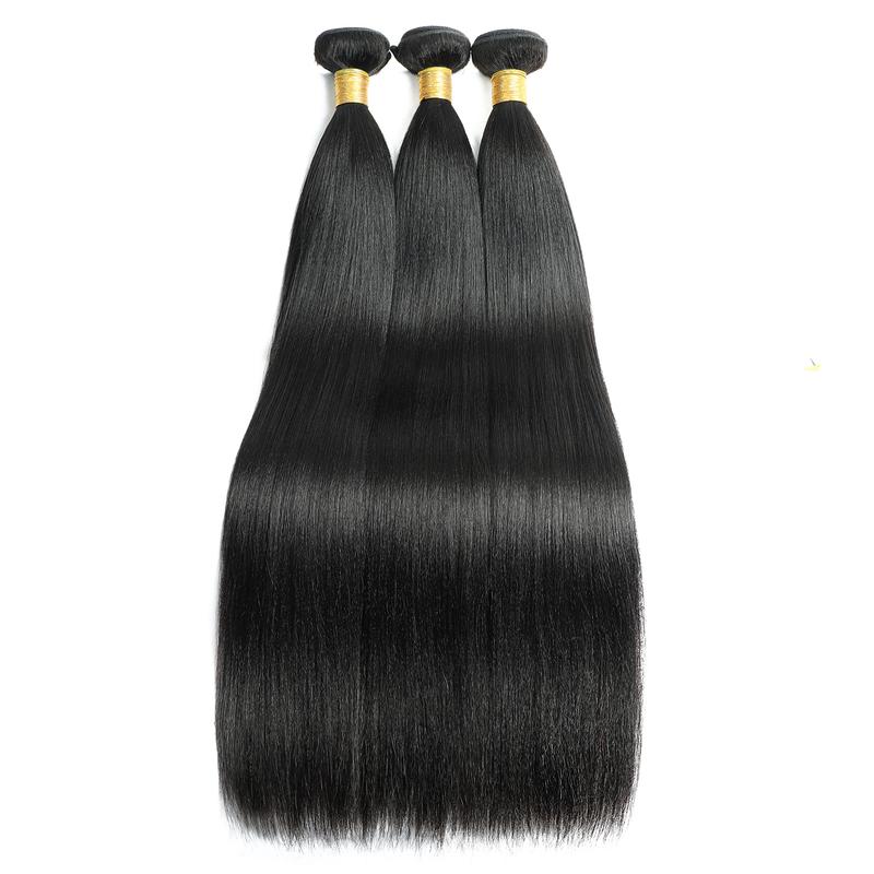 Yaki Straight Bundles Human Hair 1/3/4 Bundles Salon Quality Quick Weave Virgin Human Hair Extension Natural Black Hair Bundles for Sew in