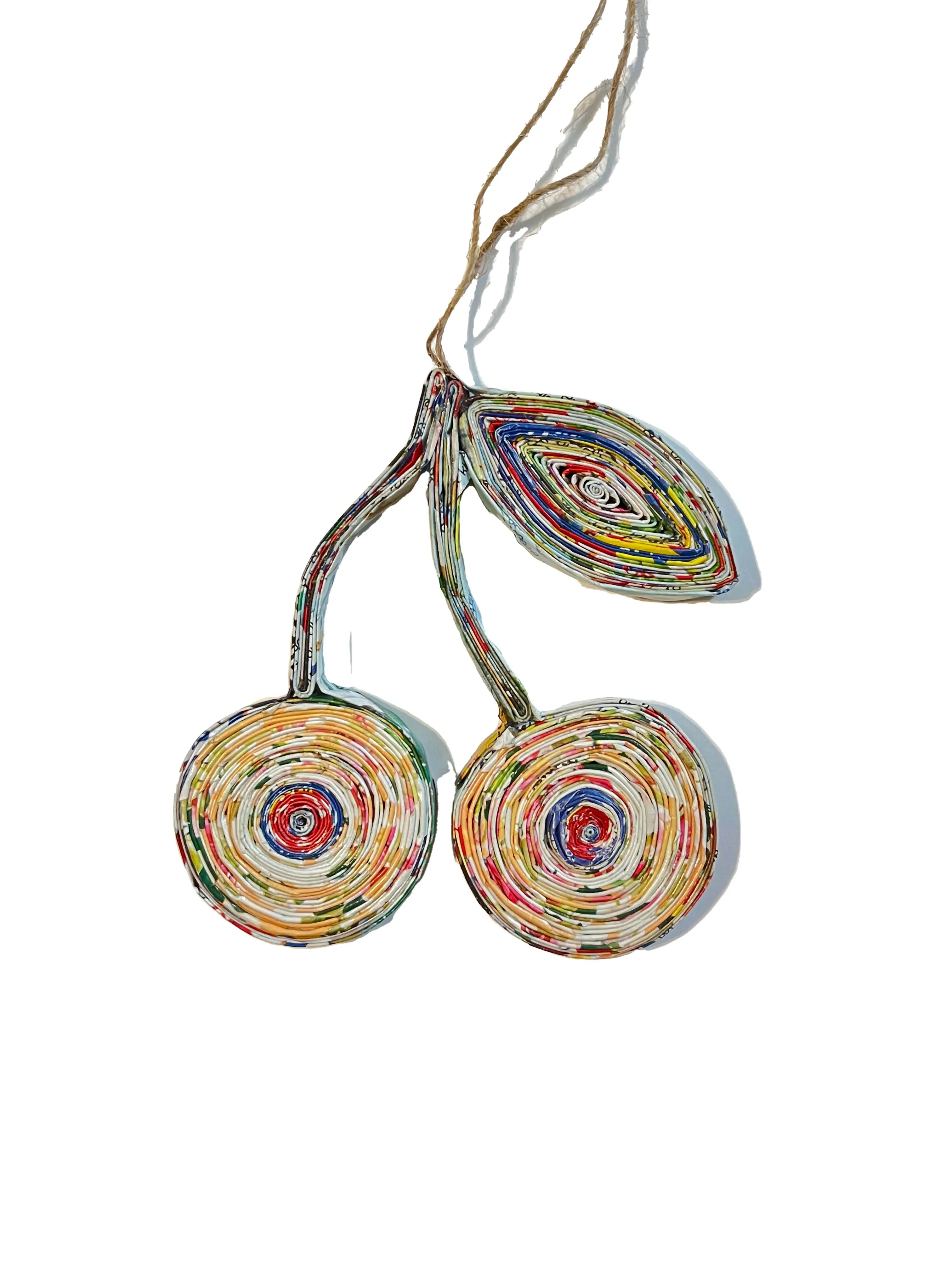 Cherry, Quilling Ornament, Handmade from Recycled Magazines