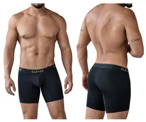 Menswear Men's Soft Stretch Nylon Boxer Briefs - Breathable Plain Underwear with Contoured Pouch, Extended Legs