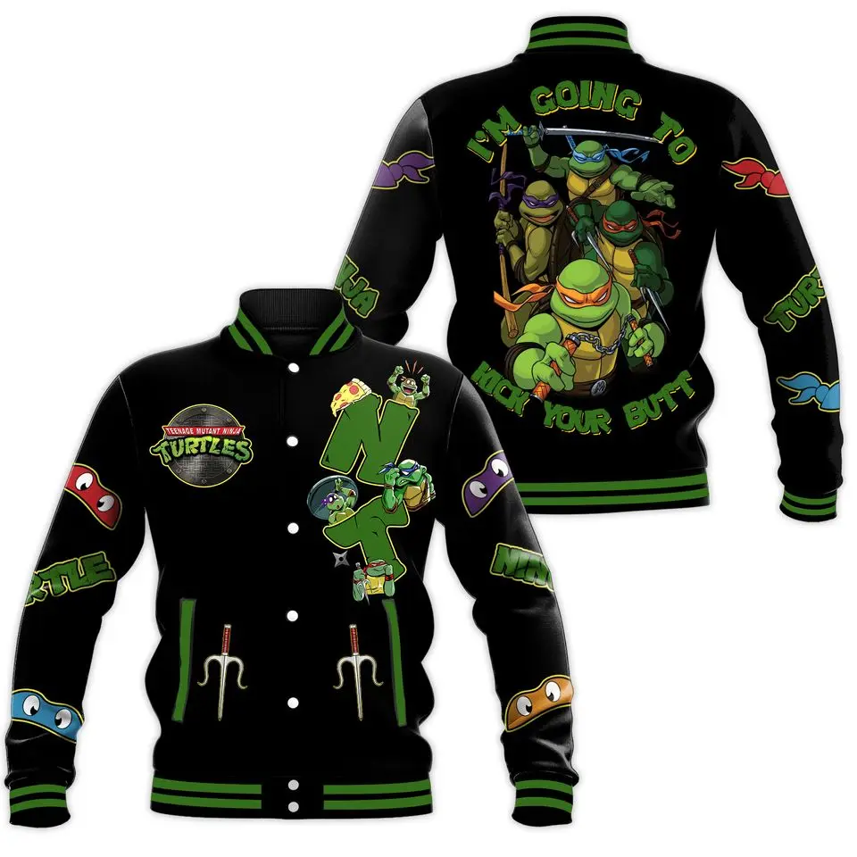 Teenage Mutant Ninja Turtles Baseball Jacket, Unisex Baseball Jacket, Varsity Style Sport Coat, Casual Street Fashion