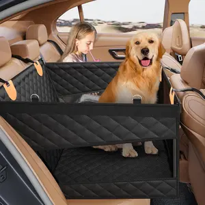 VANHEAWO Large Dog Car Seat Back Seat Extender for Dogs with 3 Mesh Windows Waterproof Medium Carseat for Cars Trucks and SUVs Black