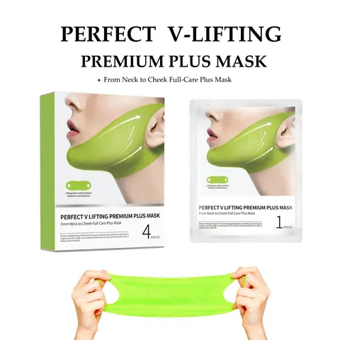 V-Shape Lifting Mask Set, 4 Pcs Chin Lift Masks per Box,Double Chin Strap with Peptides and Collagen, HydratingBrightening Tightening Mask Kit
