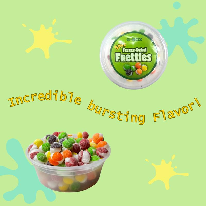 G-Box Freeze Dried Frettles Sour Flavor in Tub Jar Container - 25oz Freeze Dried Candy