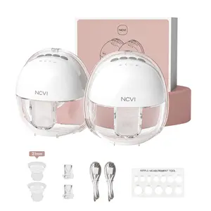NCVI Wearable Hands Free Breast Pump, 4 Modes & 9 Levels, Ultra-Quiet <42dB, Long Battery Life (150min), 21/24mm Flange Insert, Portable Electric Breastfeeding Pump for Moms