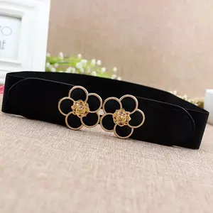 1pc of Women's black elastic plaid buckle belt