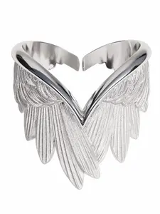Creative Angel Wings Ring Adjustable Personalized Zinc Alloy Fashion Jewelry Party Decoration Gift, 1 Piece Pack, Stylish Accessory