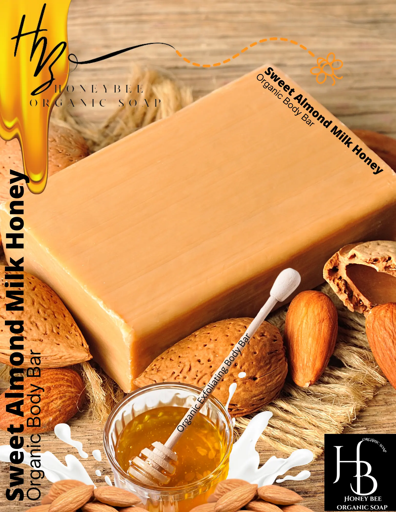 Almond Fragranced Handmade Soap with Organic Shea Butter and Manuka Honey for Skin Cleansing and Soothing
