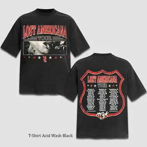Retro 90s Machine Gun Kelly MGK Lost Americana Tour 2025 2026 2 Sided T-Shirt, Merch Smoking Photo With City List Vintage Tee, Vintage Rock Music Graphic, Oversized Heavyweight Tee for Men Women, Old School Rock Apparel, Nostalgic Concert Fan Gift