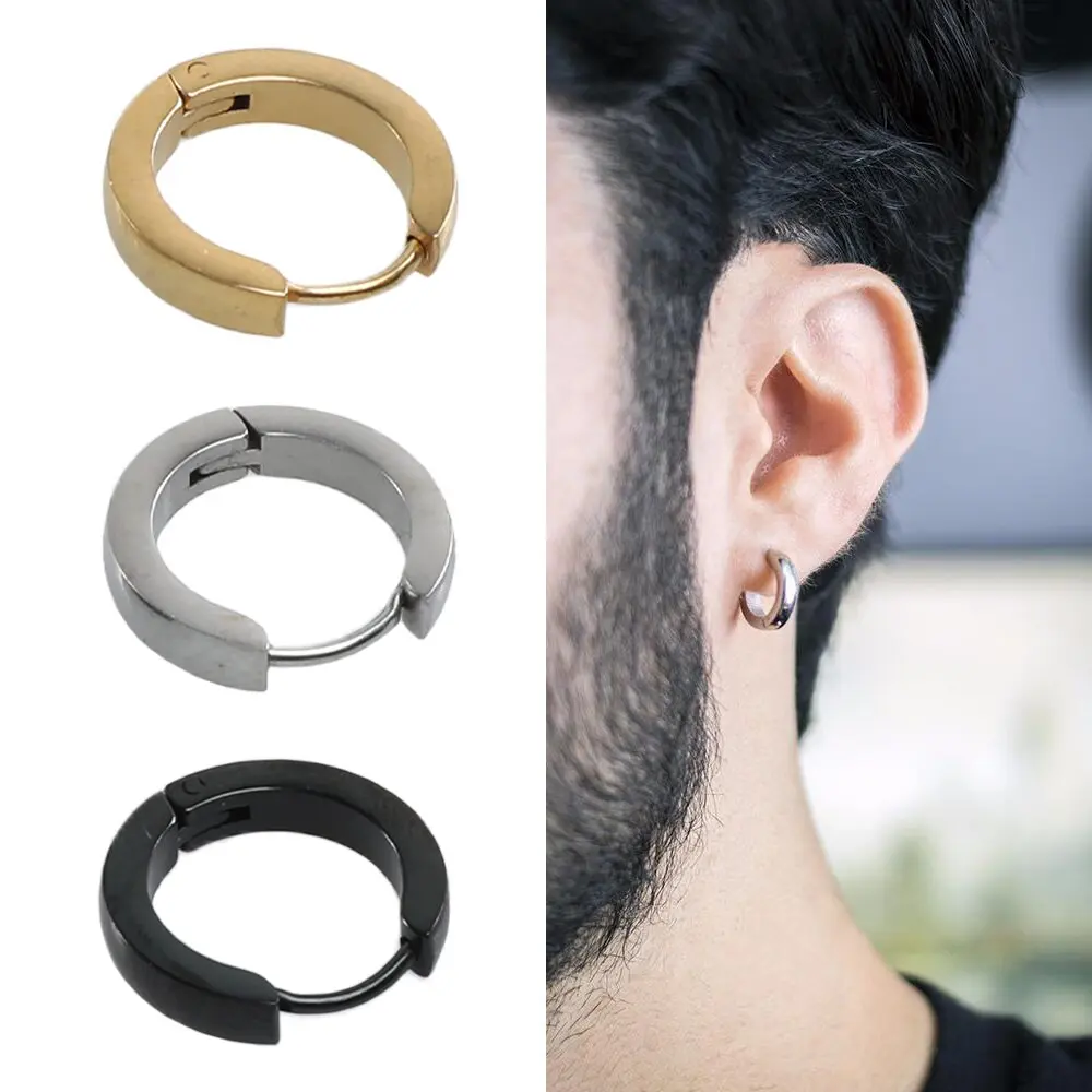 Women's Hypoallergenic Stainless Steel Huggie Hoops Earring Set - 3 Pairs Earring Stacks, Circle/Dome Shape Multi-Size High-Quality Earrings for Birthday, Holiday, Graduation Small Piercing Jewelry