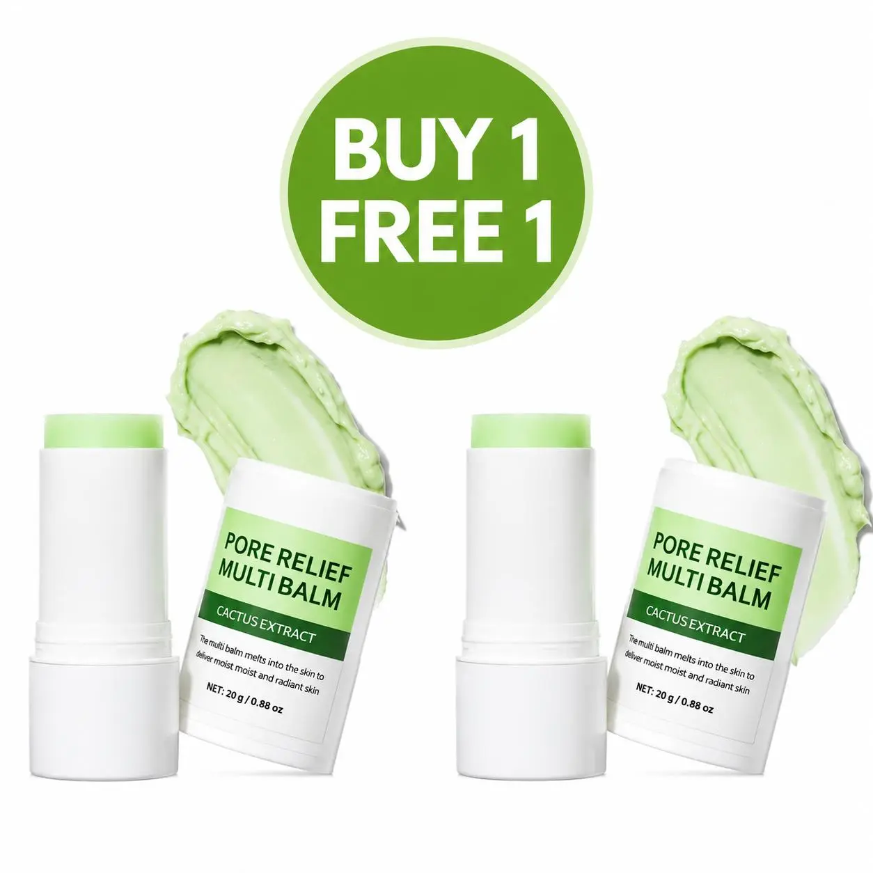 【Buy 1 Get 1 Free】YOLUXSPA Pore Relief Multi Balm with Cactus - Moisturizing Facial Cream, Hydrating Facial Cream for Adults, Pore Control, Moisture Hydrate Restore, 24 Months Shelf Life, All Skin Types Skincare Item