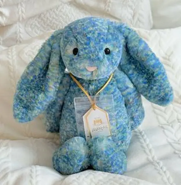 US Ready Stock – Bashful Luxe Bunny Azure Jellycat 25th Anniversary Plush – Limited Quantity, Includes Gift Bag + 1 Keychain, Fast US Shipping
