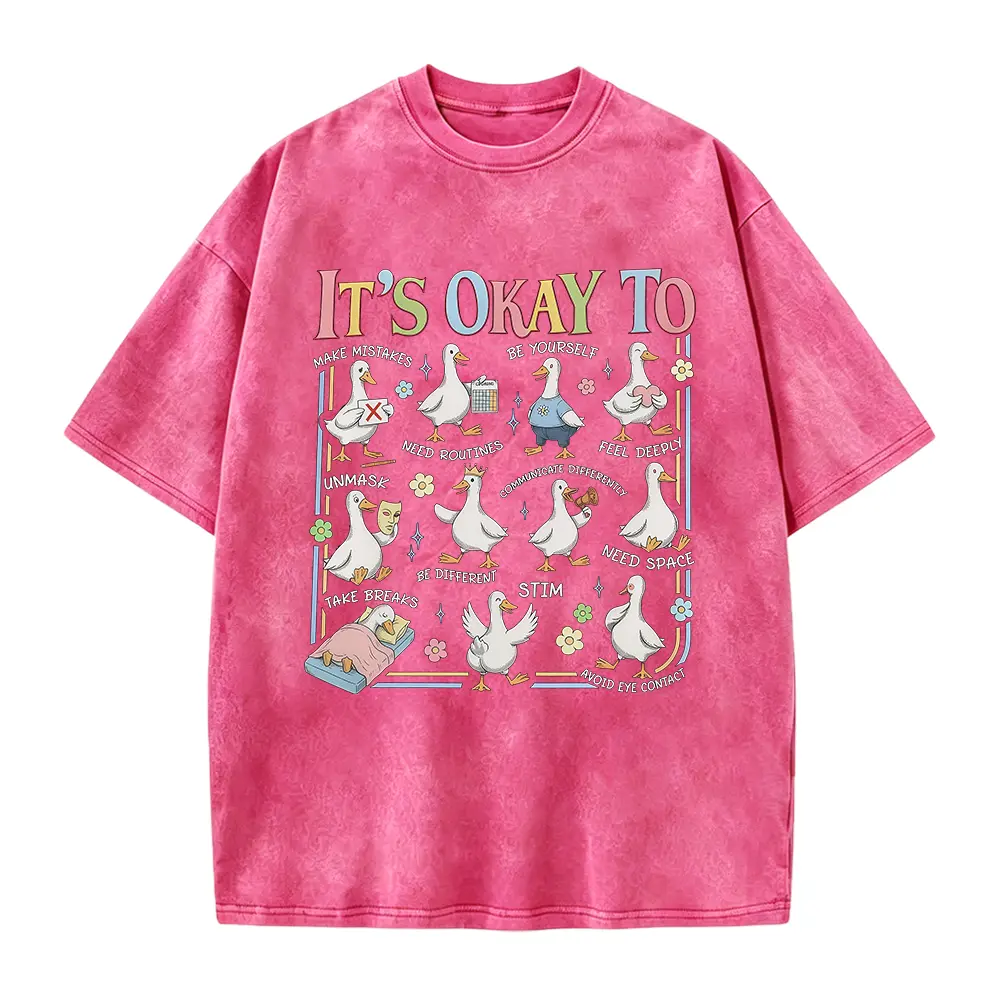 It's Okay To" Neurodiversity T-Shirt, Duck Themed Self-Acceptance Graphic Tee