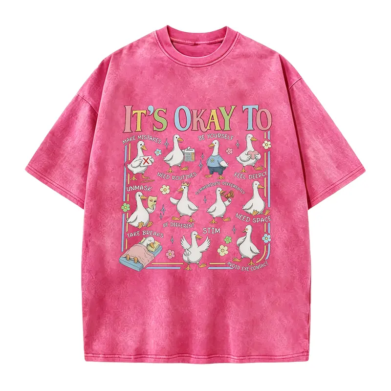It's Okay To" Neurodiversity T-Shirt, Duck Themed Self-Acceptance Graphic Tee