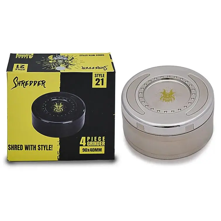 XL Herb & Spice Grinder 90–100mm – Shredder 4-Piece Metal, Jumbo Chamber | Choose Style