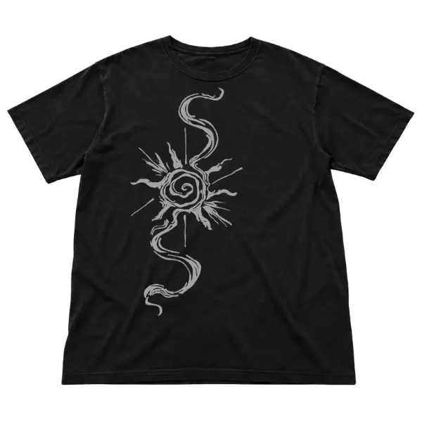Serpent Sun Sigil Graphic T-Shirt, Occult Celestial Gothic Tee, Unisex Dark Symbol Art Shirt, Gift for Alternative Style Fans