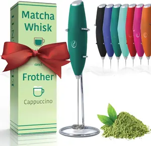 Matcha Whisk & Frother Set -  Electric Matcha Mixer, Easy to Use Macha Whisk Kit - Craft Effortless Lattes with the  Milk Frother Wand ( Green)
