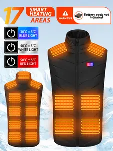 Heated Vest for Men & Women, Electric Heated Jacket with 17 Heating Zones, Casual Winter Warmth for Outdoor Activities