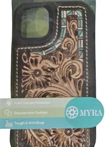 MYRA hand-tooled leather phone case -- iPhone 13