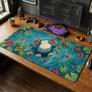 PKM Snorlax Watercolor Sleeping Mousepad Anime Game Mat Mousepad Gaming Desk Mat