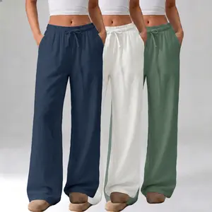3-pack women’s summer minimalist drapey wide-leg pants—essential for beach vacations and everyday casual wear; comfortable and versatile, suitable for all occasions; available in multiple colors for various outfits.