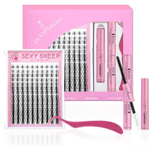 SEXYSHEEP Fairy | Manga C Curl Wet Look Fluffy False Eyelashes DIY Lashes Extension Kit and Lash Clusters 8-16mm | Bond Seal and Remover Eyelash Makeup Eyelashes Cosmetic | Anime Style Lashes Lash Extensions Eyelashes Extensions