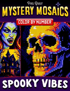Color by Number Mystery Mosaics Spooky Vibes: Vibrant Halloween & Horror Pixel Art Coloring Book for Teens & Adults