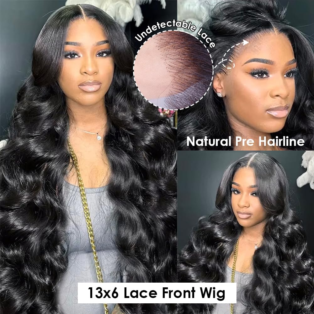 Bling Hair 13x6 HD Body Wave Lace Front Wig Pre Plucked Loose Wave Lace Frontal Wig 100% Human Hair Wigs For Black Women