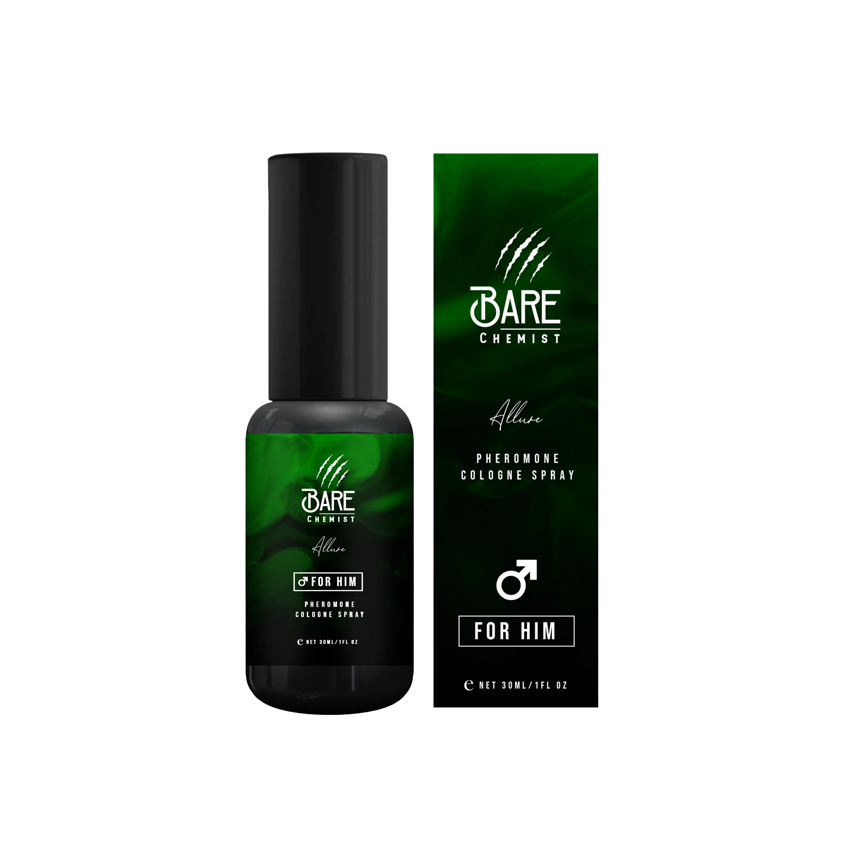 Bare Chemist Allure Pheromone Cologne for Men – Fruity Leather & Warm Amber Blend – Alcohol-Free, Long-Lasting – 1oz