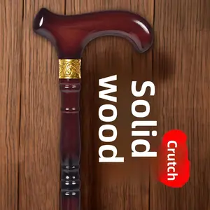 Elderly cane made of solid wood, bamboo non-slip wooden cane with integrated handle, lightweight walking stick, hiking stick