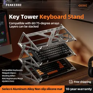 Peakzooc Key Tower Aluminum Keyboard Stand, CNC-Machined Metal Display Rack for Mechanical Keyboards, Stackable Multi-Layer Organizer for Desk Setup