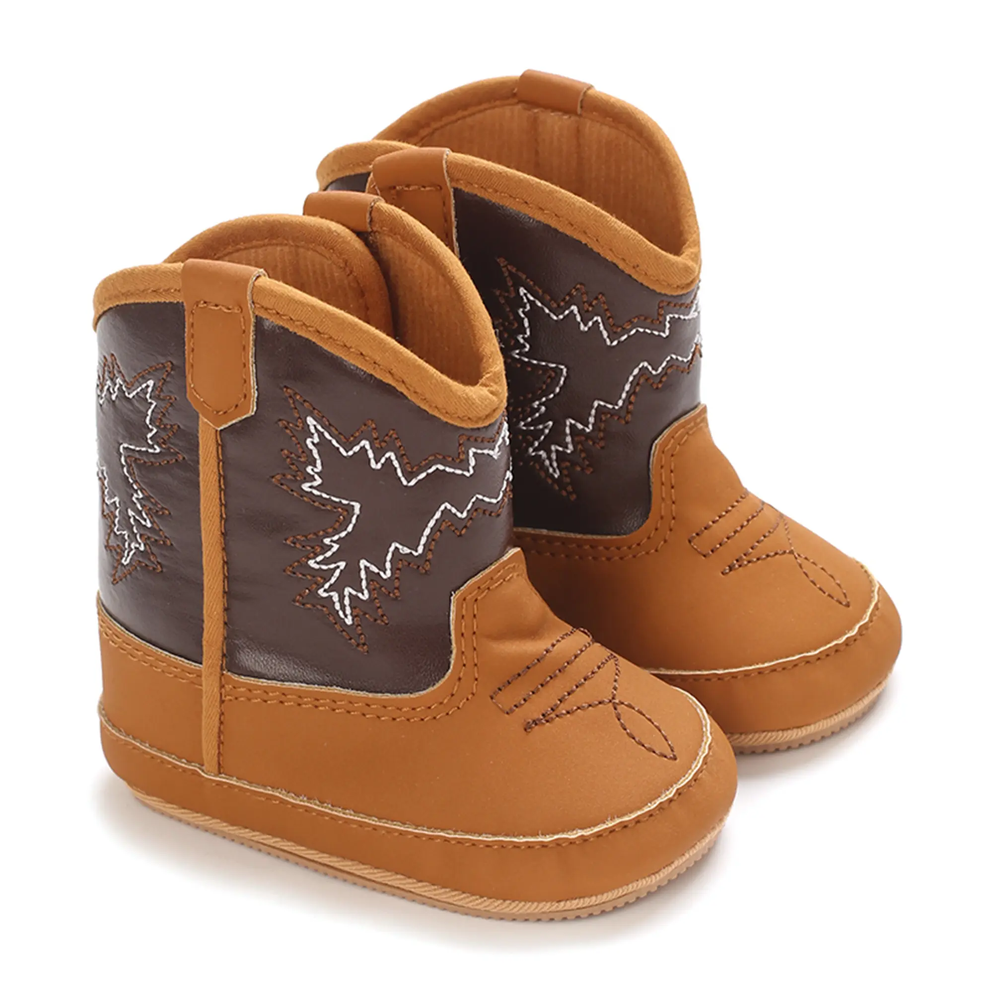 Baby Western Cowboy Booties - Soft Soled, Non-Slip Walking Shoes for Infant Boys & Girls Crib Shoes (0-18 Months), Soft Soled Shoes, Walking Shoes Babies