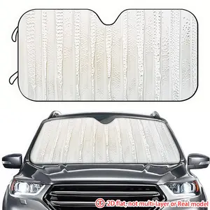 1pc beige striped texture pattern 2D high-definition printing for car sunshades, effectively blocking sunlight for car sunshades, suitable for SUV, truck, and General Motors front windshield decoration