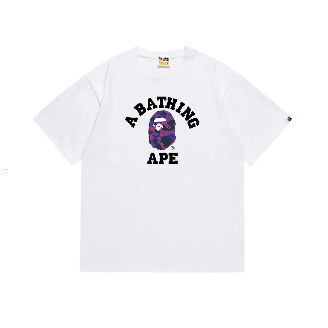 BAPE White & Purple Color Camo College T-shirt