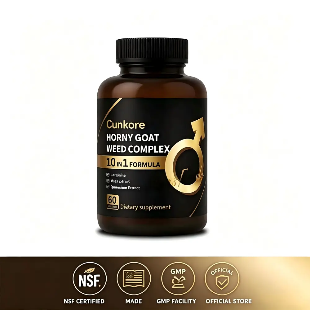 Cunkore 10-in-1 Horny Goat Weed Complex New Year Edition Natural Energy Stamina Performance Vegan Non-Toxic 60 Gel-Free Capsules Enhance Nutrient Absorption Supplement Healthcare - Edible, Fitness Fitness Dietary