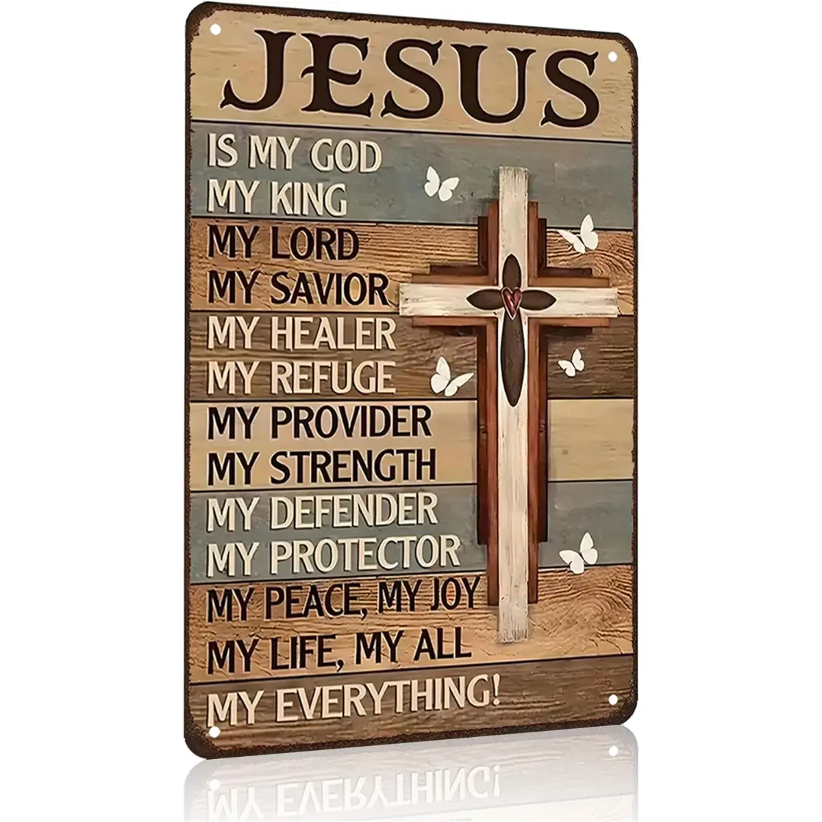 Christian Gifts for Women Men Jesus Is My God My King My Everything Vintage Tin Sign Religious Metal Wall Art for Home Church Prayer Room Office Chapel Decor 8x12 Inch jesus wall art sign durable iron wall art metal wall sign Vintage Metal Tin Sign 
