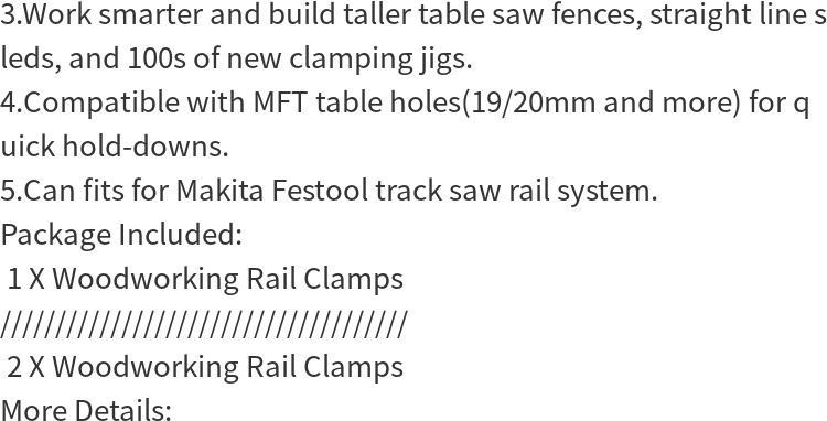 2pcs Quick Adjust Screw Handle Track Saw Rail Clamps MFT Clamps for Festool Rail Track Saw and MFT Table Woodworking Tools