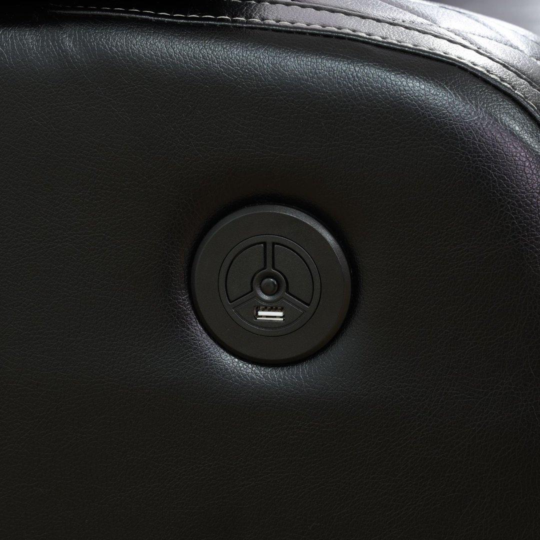 Black Breathing Leather Living Room Sectional Recliner Chair