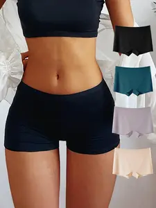 Women's Solid Color Boyshorts, Minimalist Seamless Safety Shorts, Underwear for All Seasons, Everyday