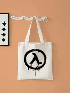 2026 new 3d stereoscopic printHalf-LifeLarge-capacity canvas single-shoulder handbag, suitable for shopping, fitness and daily use. Foldable and reusable, an eco-friendly shopping bag