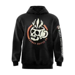Bones Coffee Company | Skull Cup Pullover Hoodie Unisex Cotton Poly Blend Long Sleeve