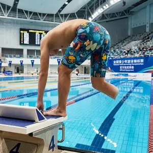 Boys' Competitive Swim Jammers Team Suit - Youth Kids Athletic Swimming Shorts with UPF 50+ Sun Protection, Chlorine Resistant, Quick Dry Fabric for Training, Racing, and Water Sports