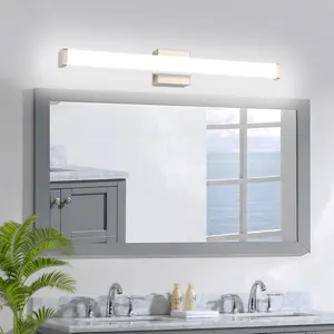 YHTlaeh Bathroom Vanity Light Brushed Nickel Square LED 40 inch 24W 4000K Natural White Light Wall Bar Lighting Fixtures Over Mirror (Brushed Nickel, 40in)