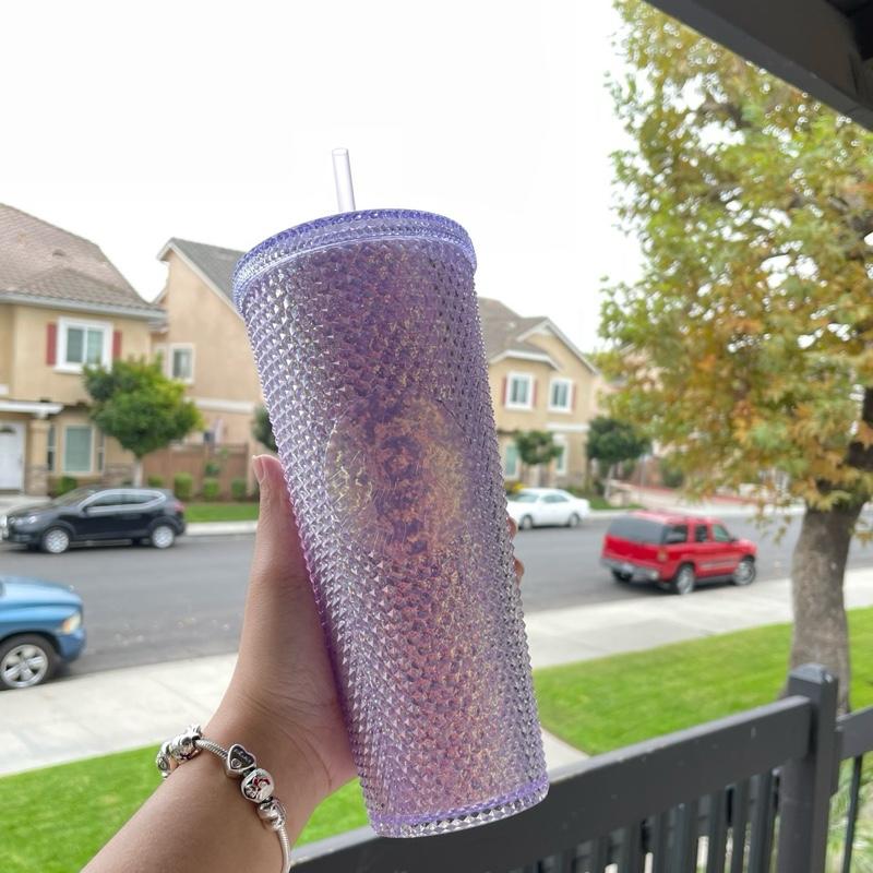Starbucks China Purple Glitter Studded 24oz Straw Cup Tumbler Water Bottles Mug
