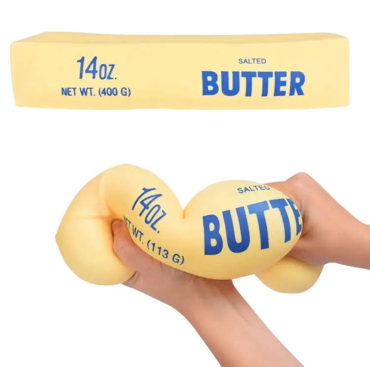 Butter Stick Squishy Fidget Toy, Super Soft Stretchy Squeeze Stress Relief Toy, Realistic Fake Food Sensory Decompression Toy, Funny Novelty Gag Gift for Kids Adults